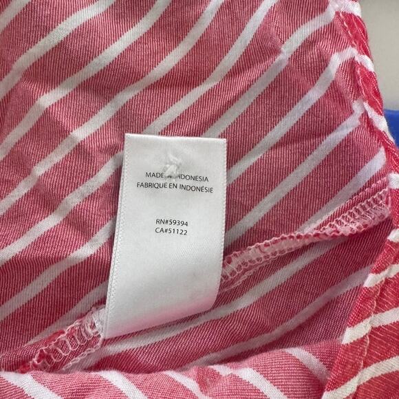 BLL beachlunchlounge Medium Pink White Stripe Button Front Shirt Rayon - Picture 4 of 6